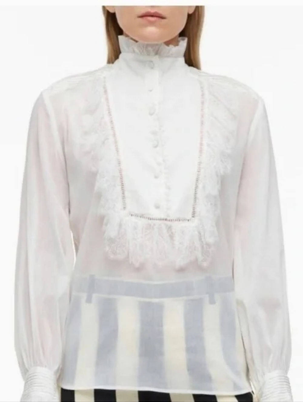 ZARA CONTRAST YOKE BLOUSE WITH DECORATIVE FRONT - LIMITED EDITION
